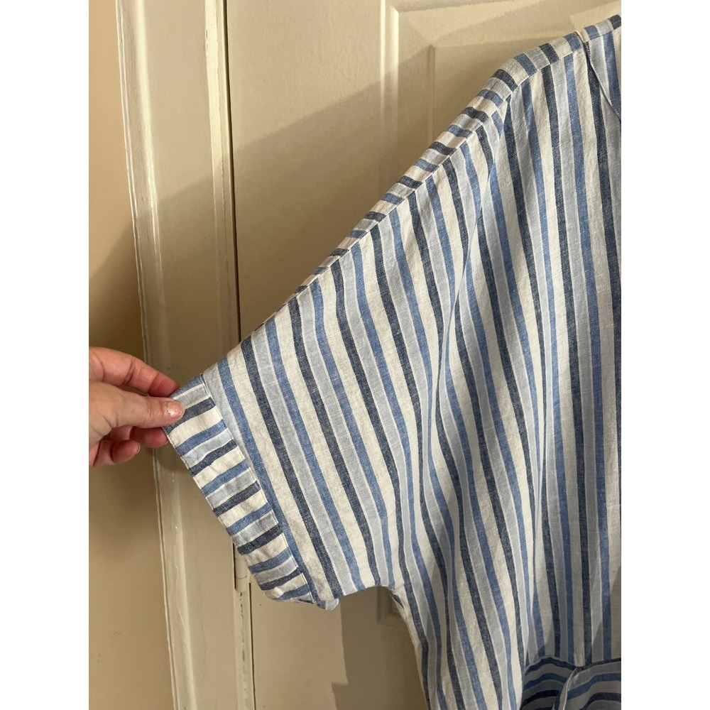 Melissa McCarthy Seven7 Linen Striped OS 3X/4X V‑Neck Beach Cover‑Up Tunic OS - Picture 3 of 10